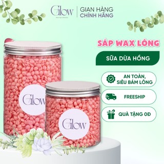  Sáp Wax Lông Sữa Dừa Màu Hồng GLOWWAXING Cao Cấp Siêu Bám Lông Chuyên Wax Nách Bikini Tặng Kèm Que CHE TÊN SẢN PHẨM 