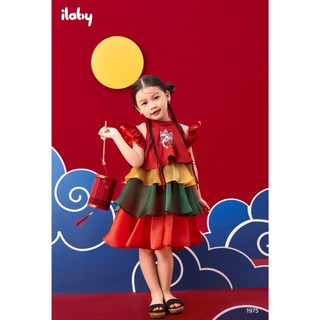 Váy trung thu bé gái ILABY bốn tầng in lân chất liệu tơ kèm lót mềm mại cho bé 10-35kg 