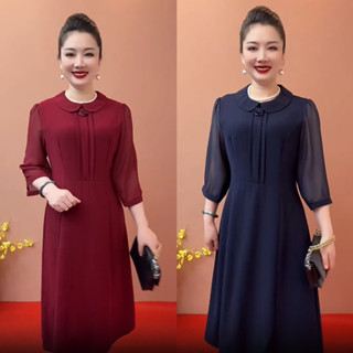 Đầm trung niên gắn hoa sang trọng trẻ trung cho mẹ bigsize thiết kế dáng xuông cao cấp dự tiệc - Mã S01