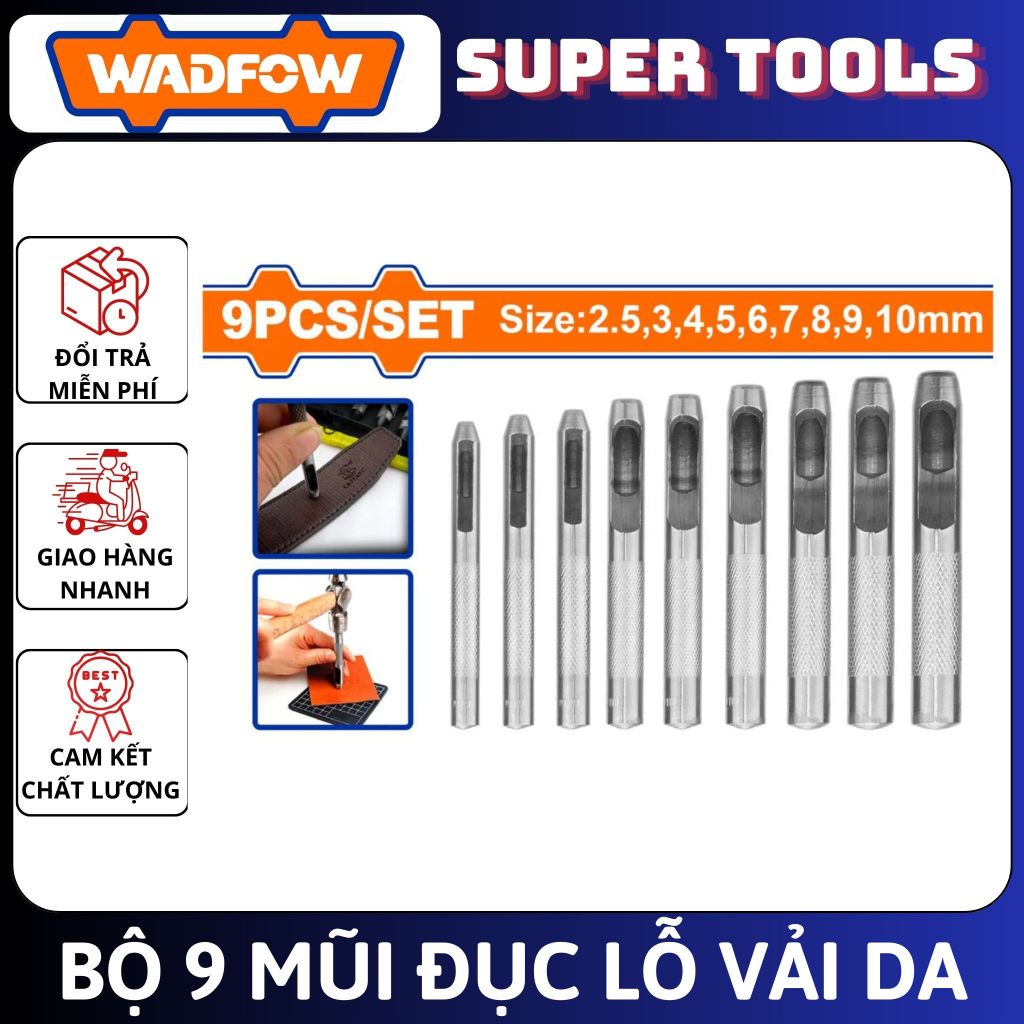 ĐỒ NGHỀ WADFOW Bộ 9 mũi đột lỗ vải da WCC7509