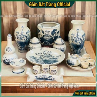  Bộ đồ thờ cúng vẽ hoa sen men rạn Bát Tràng Bộ đồ thờ men rạn hoa sen Bát Tràng cao cấp. 