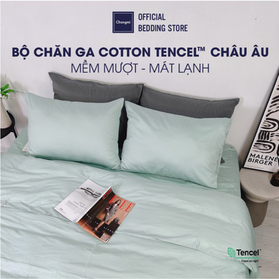[Nhiều màu] Bộ chăn ga lụa Cotton Tencel (Áo) Changmi Bedding 60S siêu mềm mượt và mát lạnh - 4 món
