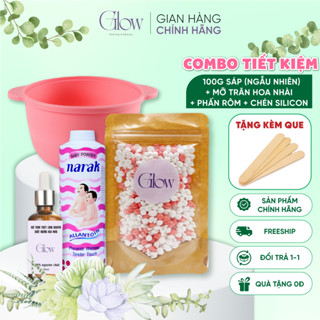  Best Combo Sáp Wax Lông Nóng 100gr + Mỡ Trăn Hoa Nhài 10ml + Phấn Rôm 25gr + Chén Silicon Tặng Que CHE TÊN SẢN PHẨM 
