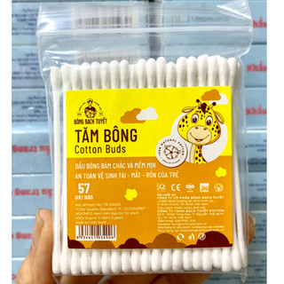 Tăm bông cho bé 10 gói ( 57 Que/ gói zíp ) chính hãng Bông Bạch Tuyết - Tăm bông Kotton Care For Kid đầu tăm nhỏ