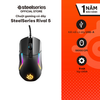 Chuột gaming có dây SteelSeries Rival 5 màu đen, led RGB