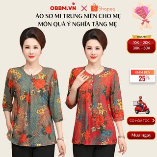 Áo sơ mi nữ trung niên sang trọng, co giãn 4 chiều, có đủ size 45 <90kg (cỏ)