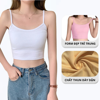 Áo Thun 2 Dây Croptop Nữ Ôm Body Madela Vải Thun Mềm Mịn Co Giãn, Áo Croptop 2 Dây Dáng Ngắn Dáng Ôm