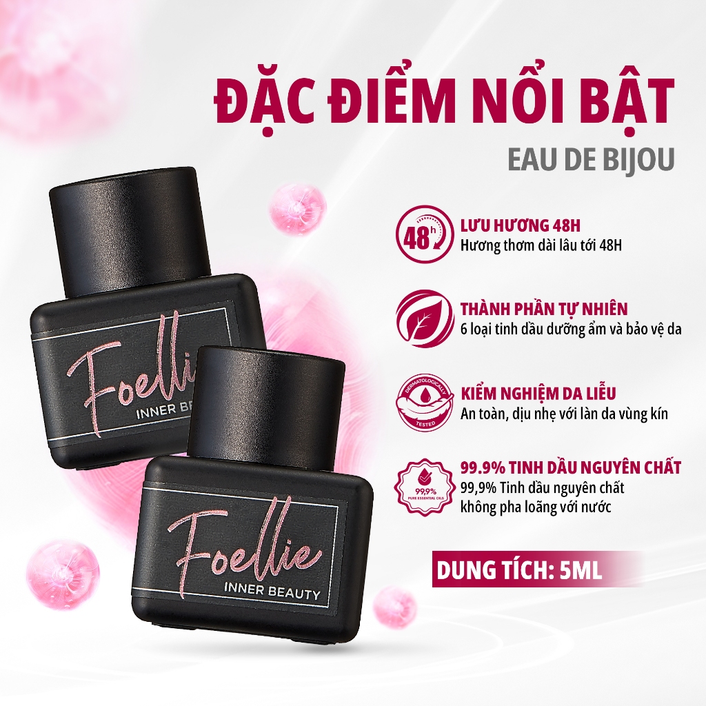 Nước Hoa Vùng Kín Foellie  Eau de Bijou  Hàn Quốc Hương Thơm Quyến Rũ, Sang Trọng Màu Đen 5ml