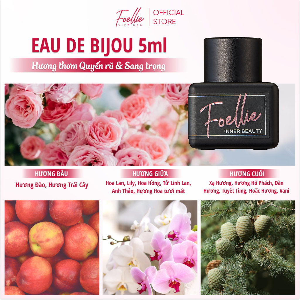 Nước Hoa Vùng Kín Foellie  Eau de Bijou  Hàn Quốc Hương Thơm Quyến Rũ, Sang Trọng Màu Đen 5ml