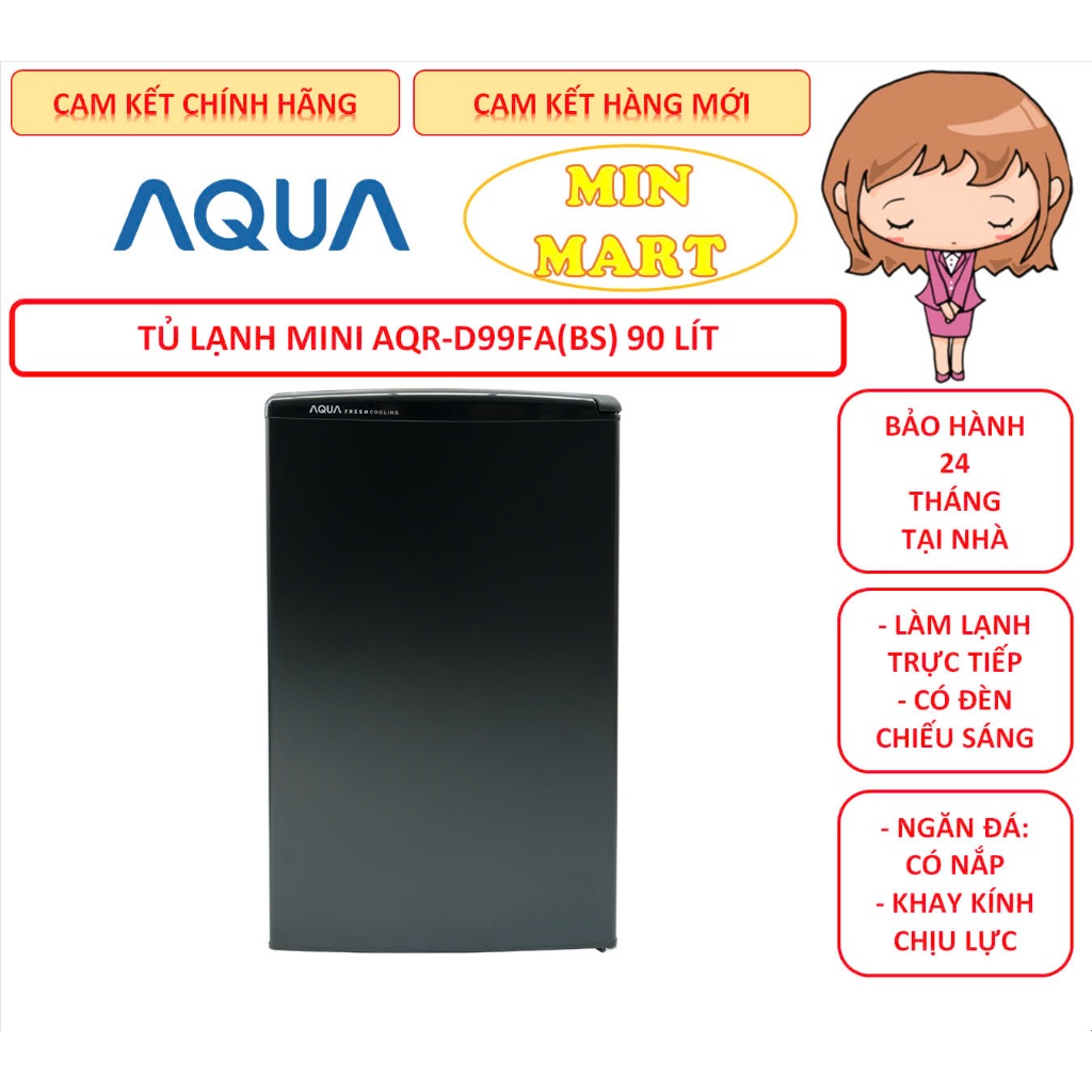Tủ lạnh Mini AQUA AQR-D59FA(BS) 50 lít & AQR-D99FA(BS) 90 lít: Cam Kết Chính Hãng, Hàng Mới Đập Hộp,