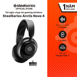 Tai nghe chụp tai gaming không dây SteelSeries Arctis Nova 4 Wireless màu đen, thời gian nghe 38H, bảo hành 1 năm