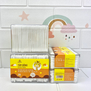 Tăm Bông 336 Que HỘP CHỮ NHẬT Bông Bạch Tuyết Cotton Buds vệ sinh cho bé và người lớn