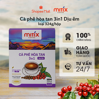 Cà phê hòa tan 3in1 Mitix Dịu êm, Hộp giấy 324g (18 gói x 18gr)