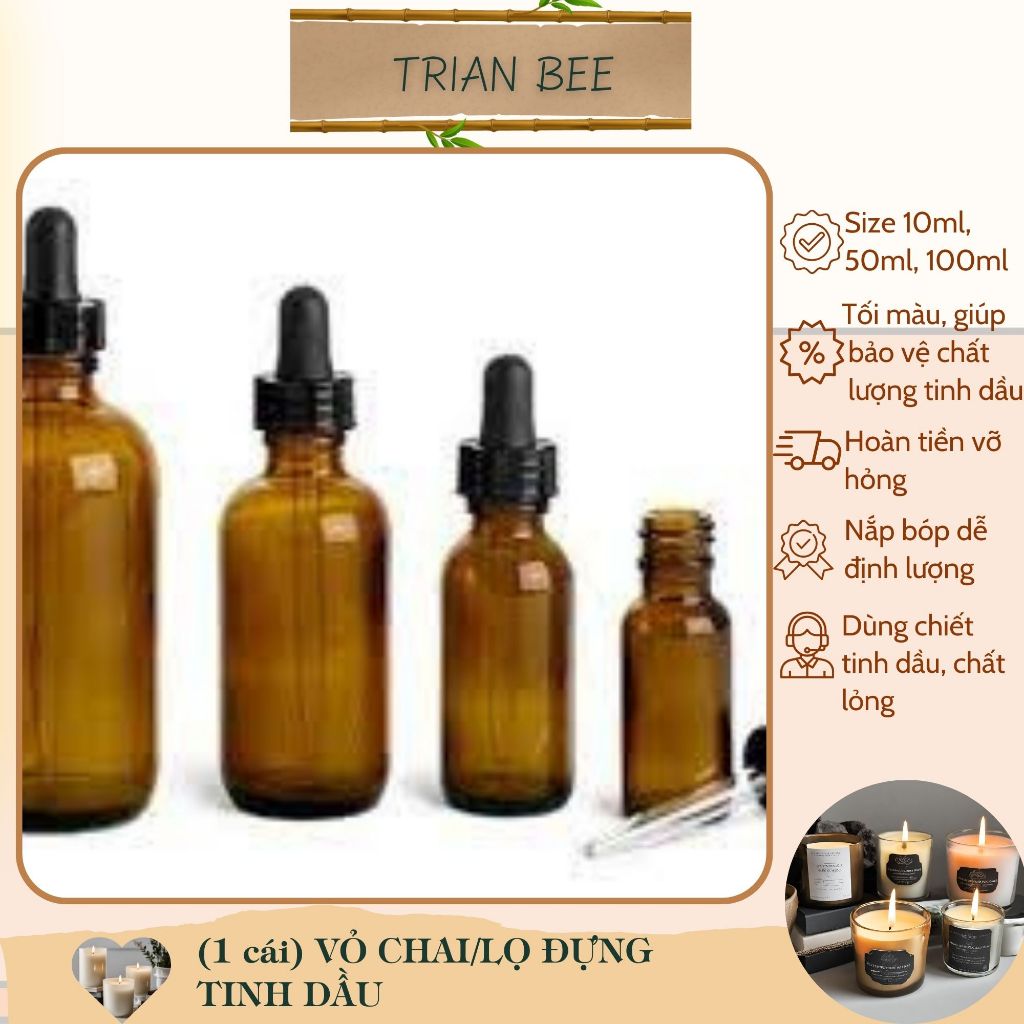 vỏ chai đựng tinh dầu 10ml, 50ml, 100ml, lọ thủy tinh nắp bóp