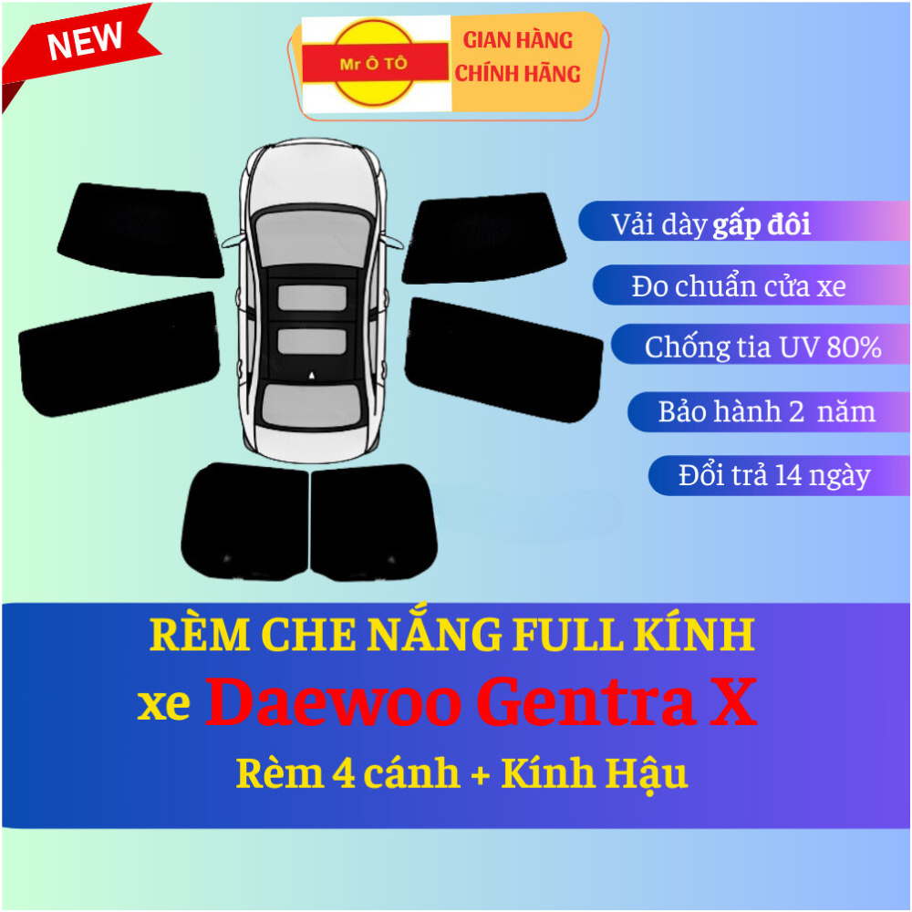 Rèm Che Nắng Chống UV Xe Daewoo Gentra X / Daewoo Gentra Hatback Hàng Loại 1 MR Ô TÔ- Rèm dày