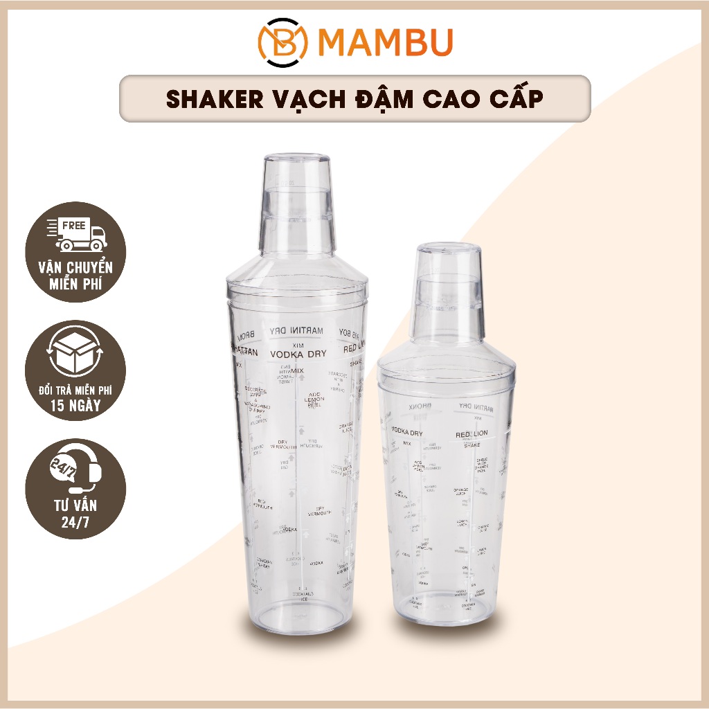 Bình Lắc Nhựa Vạch Đậm Cao Cấp - Dụng Cụ Pha Chế