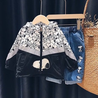 Áo khoác gió Snoopy cho bé trai 2-9 tuổi, áo khoác gió bé trai nhẹ lót cotton chống gió tốt - Jumping Beans