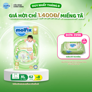 Tã/bỉm dán Molfix Thiên nhiên Super Jumbo S84/ M76/ L68/ XL64/ XXL54