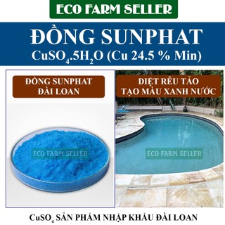 [ 500g CuSO4 Đài Loan ] Đồng Sunphat - Phèn Xanh - Copper Sulfate 24.5% Xử Lý Nước, Diệt Rong Tảo
