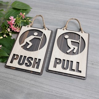 Bảng gỗ PULL PUSH treo cửa trang trí - Mẫu TP02