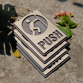 Bảng gỗ PULL PUSH treo cửa trang trí - Mẫu TP02