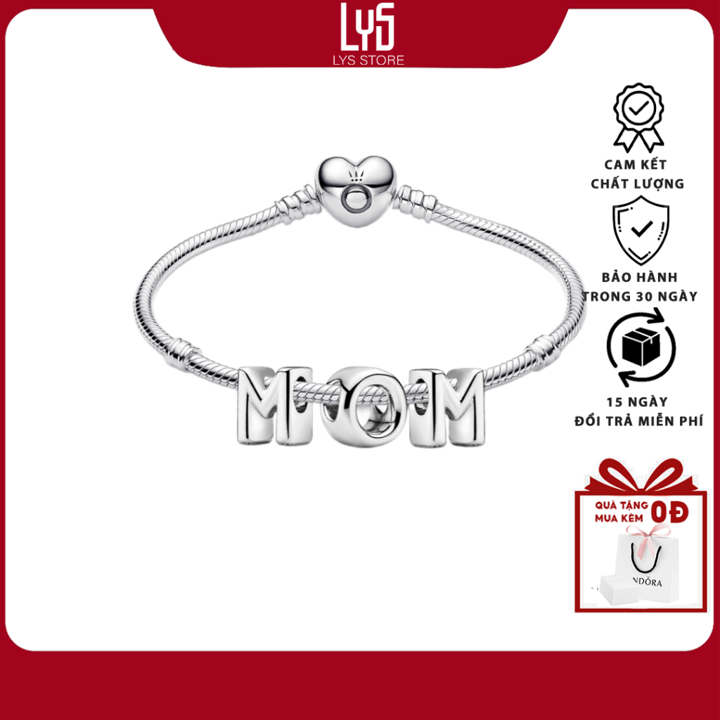 Vòng Tay Lys Mix Charm Fullbox Bạc S925-Vòng tay chữ MOM tặng mẹ MP5005 & 1305 (x2), 1306