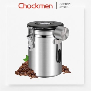Hộp đựng cafe chockmen inox cao cấp có van xả hút chân không theo dõi ngày lưu hộp đựng hạt cafe hộp bảo quản thực phẩm