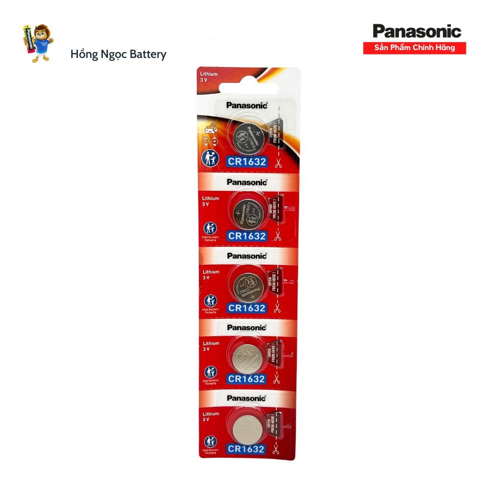 Vỉ 5 Viên Pin Panasonic Cr1632 3V made in Indonesia - hàng chính hãng