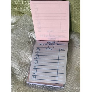 Sổ order, 100 cuốn cùi xé, 100 cuốn order 2 liên 7x10 có chữ (100 tờ/cuốn)