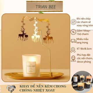 Khay kim loại để nến có chong chóng xoay - phụ kiện trang trí nến