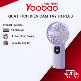 Quạt tích điện cầm tay YOOBAO F3PL dung lượng pin khủng 10000mAh - Có dây đeo tiện lợi - Màn LED hiển thị tình trạng Pin