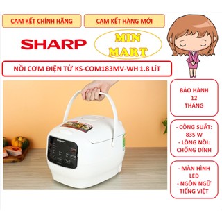 Nồi Cơm Điện Tử Sharp KS-COM183MV-WH 1.8 Lít: Cam Kết Chính Hãng, Hàng Mới Đập Hộp, Bảo Hành 12 Tháng