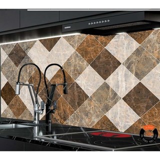 Decal Dán Bếp GẠCH NÂU Ô CHÉO - Kích thước: (50x100)cm (Đổi mẫu)
