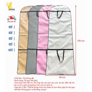 Túi trùm / túi đựng soiree / đầm / váy cưới / áo dài - vải không dệt / 60x180 / quai xách