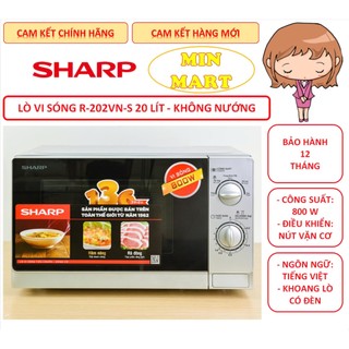 Lò Vi Sóng Sharp R-202VN-S 20 Lít Không Nướng: Cam Kết Chính Hãng, Hàng Mới 100%, Bảo Hành 12 Tháng