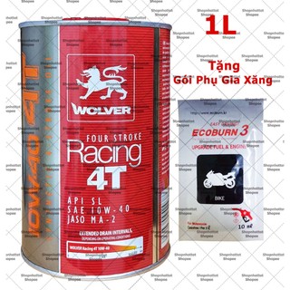 Combo Dầu nhớt tổng hợp Wolver Racing 10w40 1000ml ( 1L ) + Gói phụ gia làm sạch kim phun xă.ng