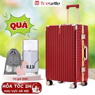  Vali du lịch khung nhôm khóa sập cao cấp Tresette Hàn Quốc 1175 size 20 24 26 