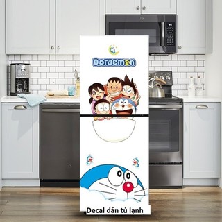 Decal dán tủ lạnh doremon trên mây - thuthaodecor