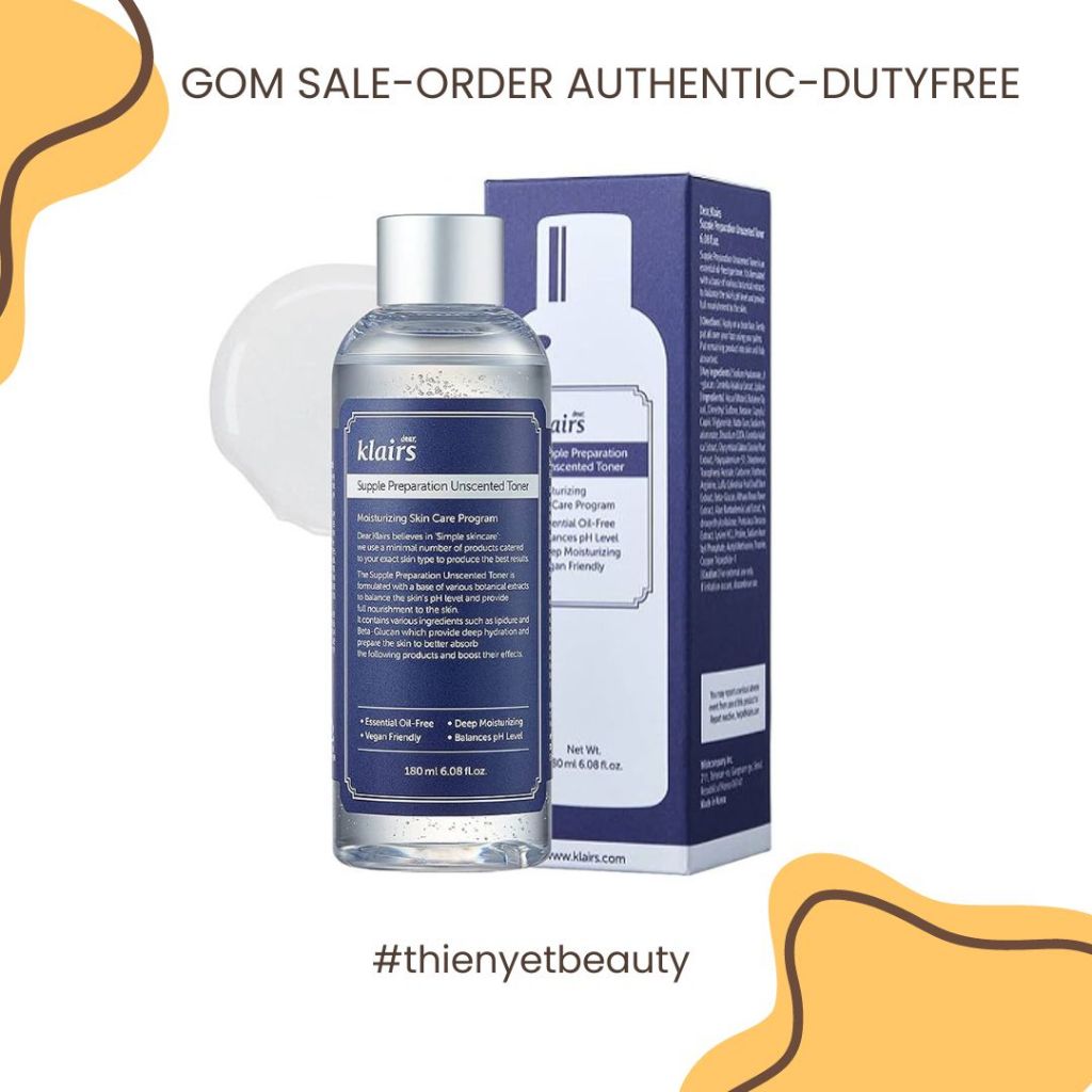 Nước hoa hồng không mùi và có mùi Dear Klairs dưỡng ẩm da 180ml