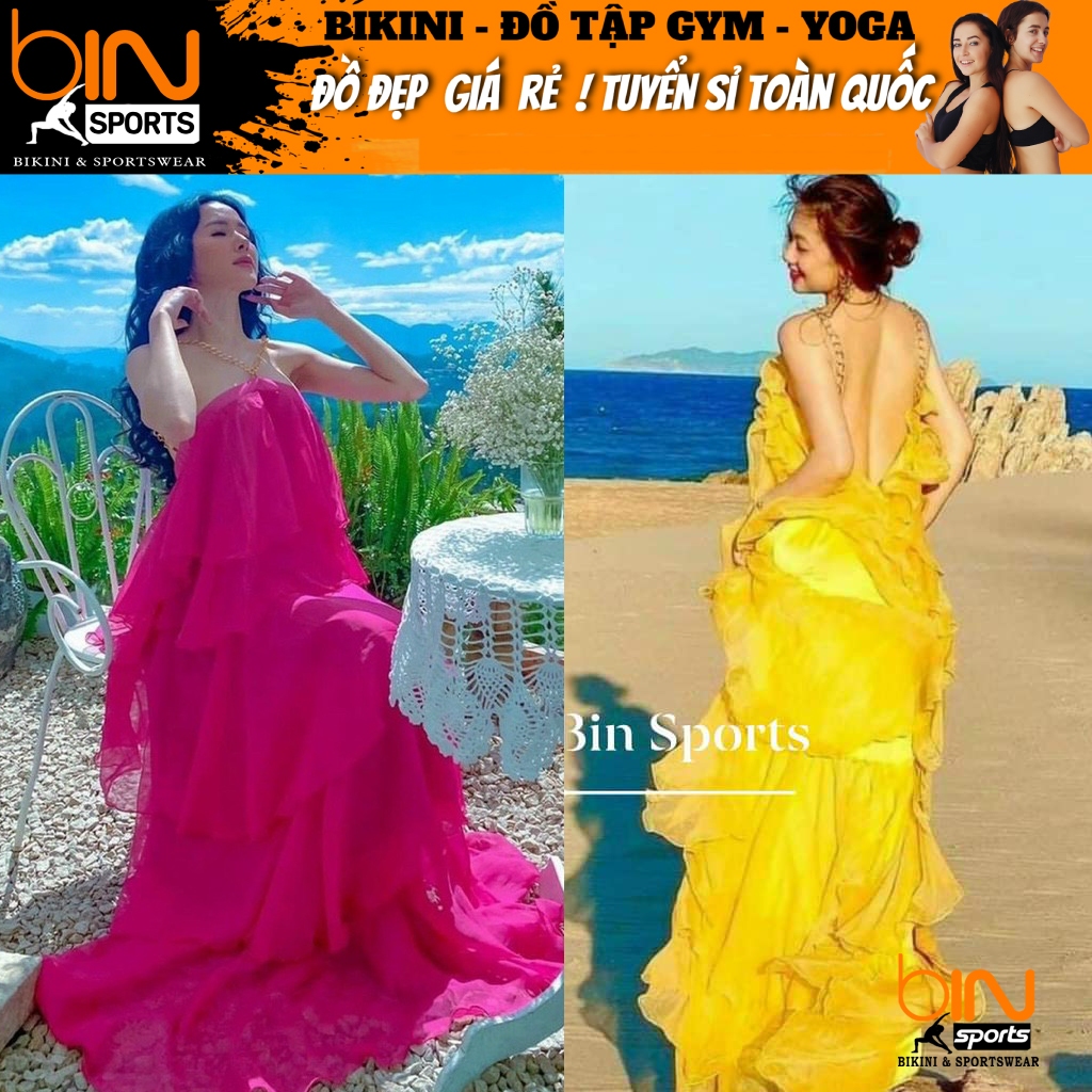 Đầm Maxi Voan Tầng Xích Nhiều Màu Đi Biển Du Lịch Chụp Ảnh Sống Ảo Cực Sang Bin Sports MA003