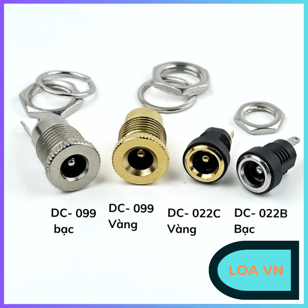 Giắc DC cái 5.5 *2.1 bằng kim loại, chăc chắn chống rò điện, jack DC cao cấp, giắc nguồn Loa VN