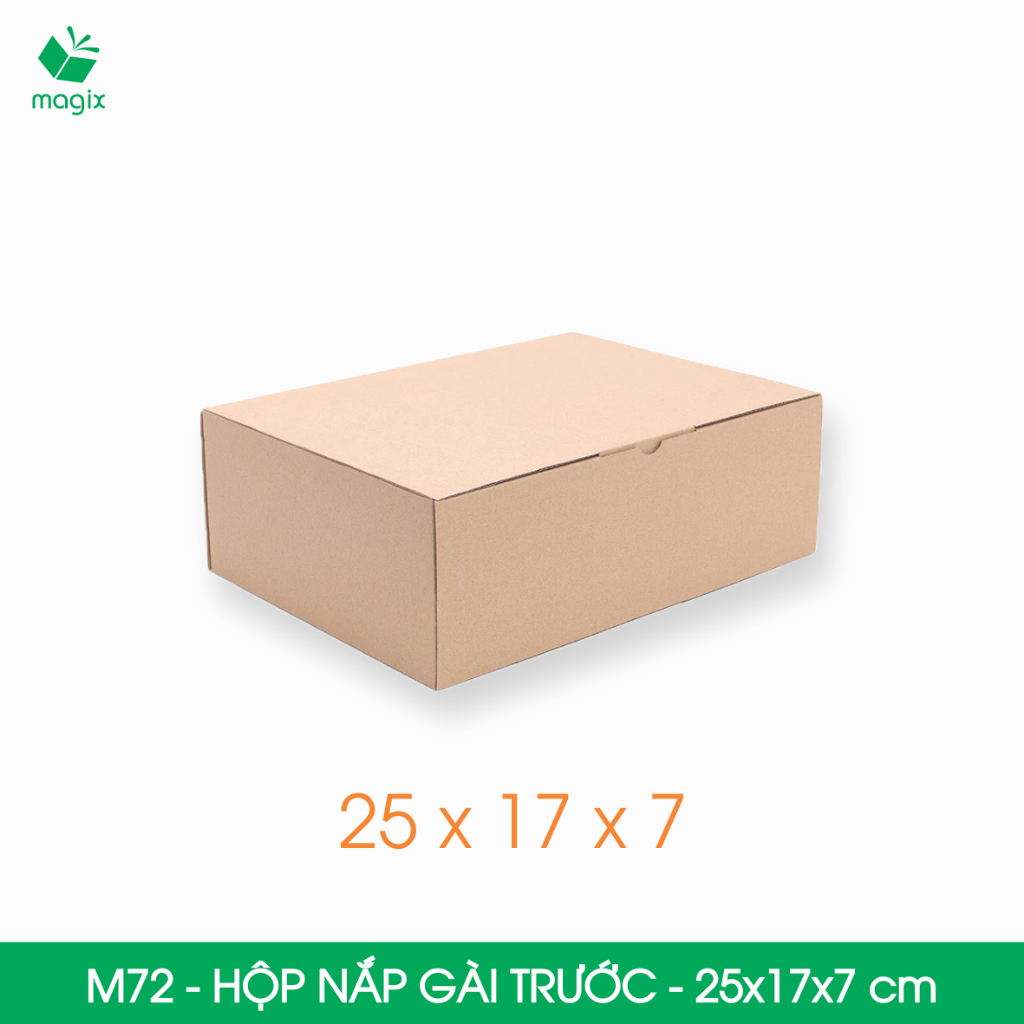 M72 - 25x17x7 cm - Combo 25 thùng hộp carton nắp gài trước - Hộp gói hàng, hộp quà | Magix Packaging