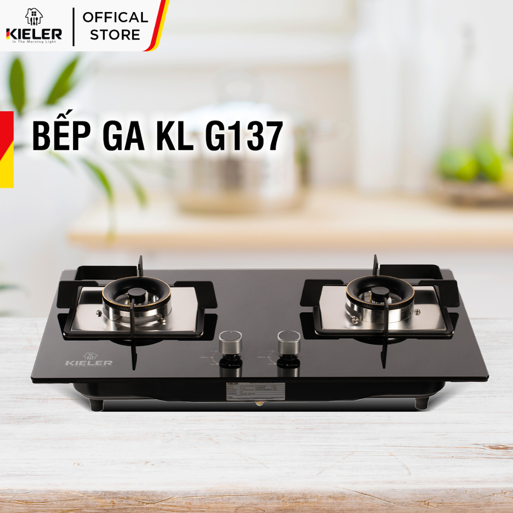 Bếp gas KIELER KL-G137 chính hãng Đức mặt kính cường lực cao cấp chống gỉ tiết kiệm gas lên đến 63% 