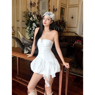 AMELIE - Váy cúp ngực đan dây tùng bí đính nơ - Camilla Dress