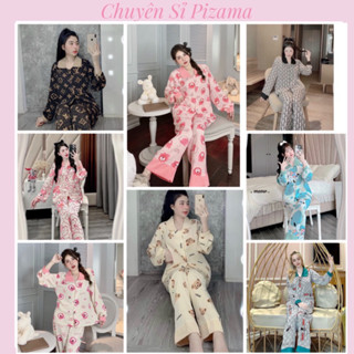 Bộ ngủ- đồ ngủ pijama cổ sen chất liệu Kate Thái