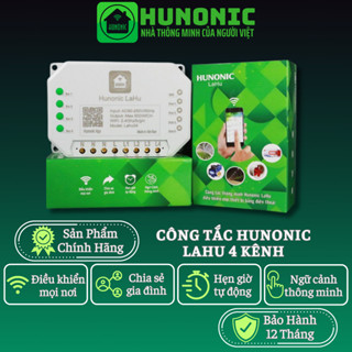  Tặng vít thử điện cảm ứng - Công tắc thông minh Hunonic Lahu 4 kênh  500W kênh  điều khiển qua đt 