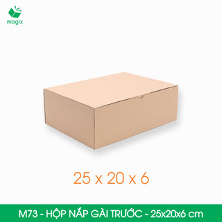 M73 - 25x20x6 cm - 100 Hộp nắp gài thùng carton đóng hàng tiện lợi