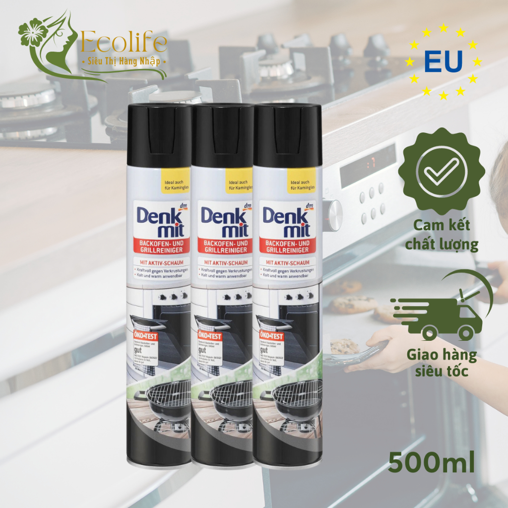 Chai Xịt Vệ Sinh Nồi Chiên Không Dầu, Lò Nướng, Vỉ Nướng, Nồi Chảo Denkmit Dung Tích 500ml - Nhập Khẩu Chính Hãng