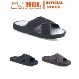 Dép nam quai chéo hiệu mol da bò hd4