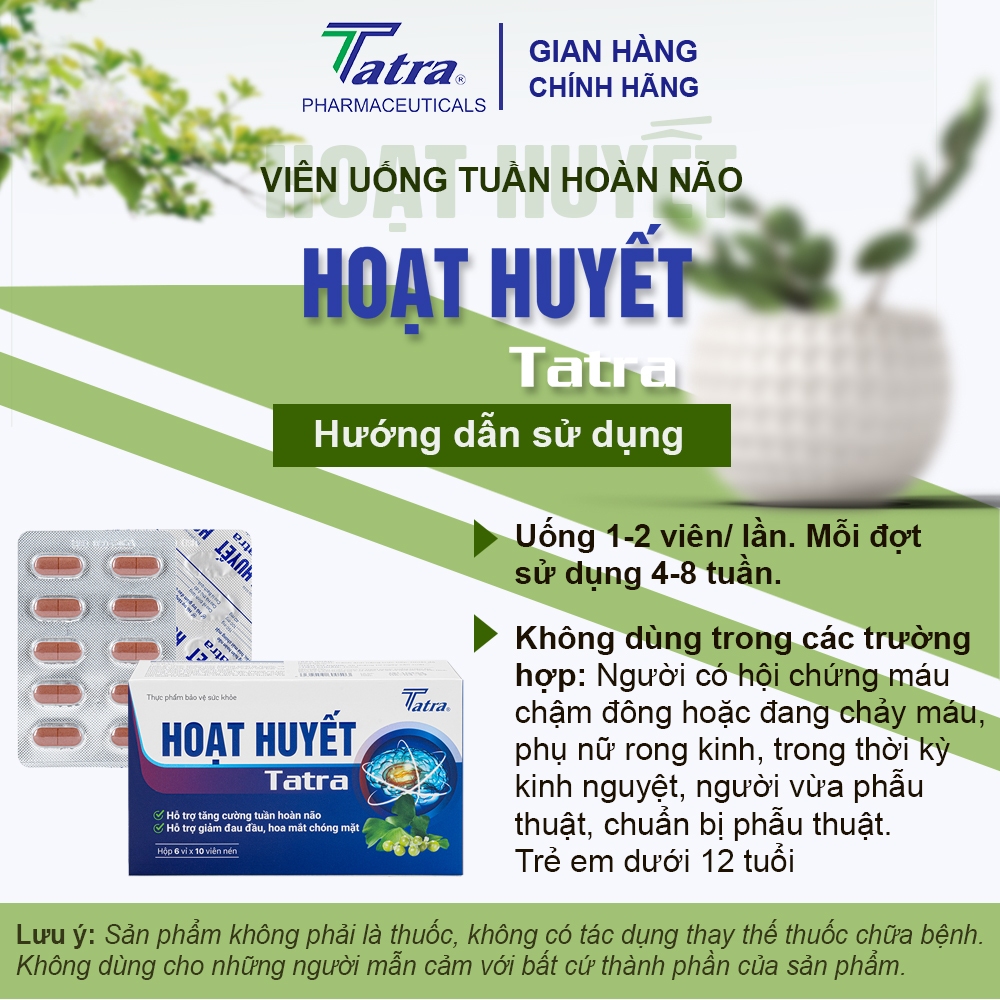 [Hộp 60 viên] Hoạt huyết TATRA- Hỗ trợ tăng cường tuần hoàn não
